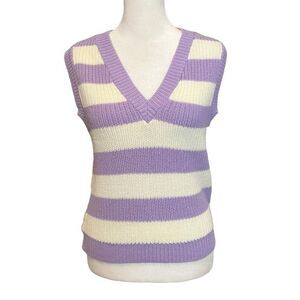 Sweater Vest Size Small Lavender & Cream Striped​